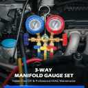 Orion Motor Tech AC Manifold Gauge Set for R12 R22 R502 R134a Refrigerant, 3 Way Automotive AC Gauge Set with Antishock Gauges Hoses Couplers & Adapter, Puncturing Can Tap Freon Recharge Kit for HVAC