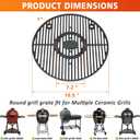 Round Grill Grate 19.5" for Akorn Kamado Ceramic Grill, Pit Boss K24, Louisiana Grills K24, Char-Griller 16620, Solid Rod Round Coookin Grate Grill Grid, Cast Iron