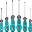 Magnetic Screwdriver Set, 6-Piece Screw Driver Kit with 3 Phillips and 3 Flat, Professional Non-Slip Cushion Grip Nut Driver Repair Tool Set. Stocking Stuffers for Men Gifts