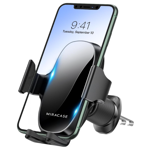 Miracase Phone Holders for Your Car with Metal Hook Clip, Air Vent Cell Phone Car Mount, Hands Free Universal Automobile Cradle Fit for iPhone Android and All Smartphones, Classic Black