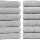 Amazon Basics Soft and Thick Cotton Hand Towels for Gym, 16 x 26 in, Gray, 12-Pack