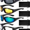 4 Pair Motorcycle Glasses Riding Glasses UV Protection Windproof And Dustproof Motorcycle Foam Cushion Goggles (Gray + Yellow + Clear + Blue)