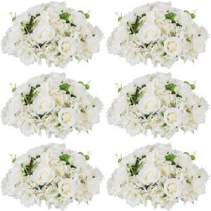 White Flowers Balls for Centerpieces: 6 PCS 15.7" Diam Flower Centerpieces for Tables in Wedding Reception Decorations Arrangement for Party Celebration Planners