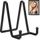 IPAME Plate Stands for Display - 4 Inch Metal Square Wire Plate Holder Display Stand + Picture Frame Stand Holder Easel for Book, Decorative Plate, Plaque, Photo, Platter (Black 2 Pack)