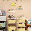 Veluckin Floating Shelves for Kids Room Nursery Wall Decor Display Compact Style for Livingroom Bedroom Bathroom3 PackE1 (Yellow Sun+yellow Umbrella+yellow Rainbow)