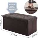YOUDENOVA Folding Storage Ottoman, Faux Leather Ottoman Bench Footrest Ottoman, Storage Chest Padded Seat for Bedroom and Living Room, Brown, 15" D x 30" W x 15" H
