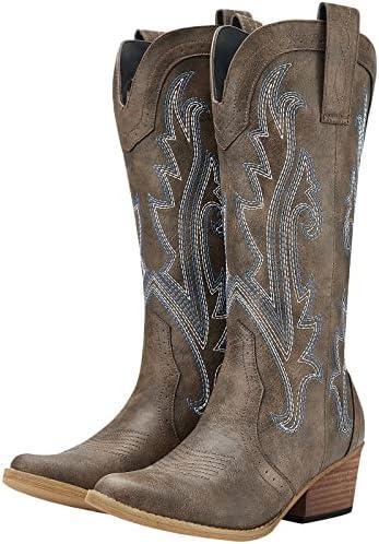 HISEA Rollda Cowboy Boots for Women Cowgirl Boots Ladies Western Embroidery Pointy Toe, 11