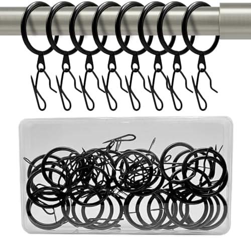 100 Pack Metal Drapery Curtain Rings Curtain Hanging Rings with Metal Curtain Drapery Pin Hooks for Window Door Shower Curtain, (Black)