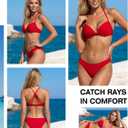 RELLECIGA Women's Underwire Bikini Top Twist Front Push Up Swim Top Mold Cup Swimwear Top (Red, S)