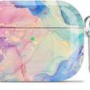 for AirPods Pro 3 Gen Case 2025, Cute Marble Print Air pods Pro 3rd Generation Protective Hard Skin Women Girl with Keychain for Apple iPod Pro 3 Gen Case, Violet Marble