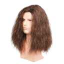 Kaneles Mens Long Brown Wig Mid Length Synthetic Hair for Male Halloween Cosplay 80s Costume Wig