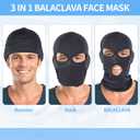 Pukavt 3 Hole Balaclava Ski Mask for Men Women, Thin Full Face Mask for Motorcycle Bike Hunting Cycling Skiing Cap (Black/Blue)