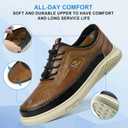 Moodeng Men's Leather Oxfords Comfortable Business Dress Shoes Casual Loafers Lace-Up Lightweight Walking Derby Shoes Comfortable Dark Brown (Brown,42)
