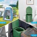 Portable Camping Toilet, Folding Toilet for Adults with Lid and Retractable Toilet Paper Holder, Waterproof Porta Potty with Carry Bag and Disposible Liners for Hiking, RV Travel, Road Trips, Green