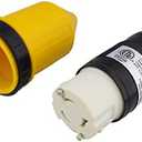 ABN L5-50R Connector with RV Power Cord Cover & Ring – 50 Amp Twist Lock Inlet Locking Plug Protector, 50A 125/250VAC