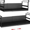 Expandable Under Cabinet Shelf Organizer with 0.94-Inch Thick Clips, Heavy Duty Extendable Under Shelf Storage Basket for Pantry or Laundry Room, Black, 2 Pack, Interior: 4.13" H x 7.2" D