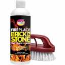 Quick N Brite Fireplace Gel Cleaner with Scrub Brush for Brick, Stone, Rock, Tile, and Marble, Nonabrasive Fireplace Cleaner, Made in the USA, 16 oz