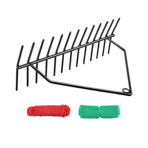 24" Aquatic Weed Rake, No Assembly Required, 8.6" Steel Rod Lake Weed Cutter, One-Piece Welding, Lake Weed Rake for Pond Beach Landscaping, Perfect Tie Hole, 30ft Thicker Rope and Net, Black.