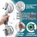 TAILI Grab Bars for Bathtubs and Showers,2 Pack Shower Handles for Elderly Suction,Maximum 330lbs,Shower Bar with Upgraded Rubber Suction Cups,Safety Grip for Senior, No Drilling Removable,Silver