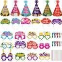 HOWAF New Years Eve Party Supplies 2026, 48 Pieces Colorful New Years Eve Hats Happy New Year Headband 2026 Glasses Party Blowouts and Necklace NYE Party Supplies New Years Eve Accessories Kit