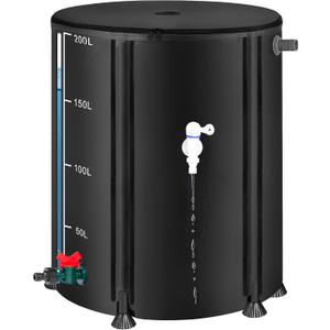 Collapsible Rain Barrel, Portable Rain Water Collection System Kit, 53 Gallon Foldable Water Tank & Storage Reservoir with Spigot for Garden, Lawn, & Emergency Use