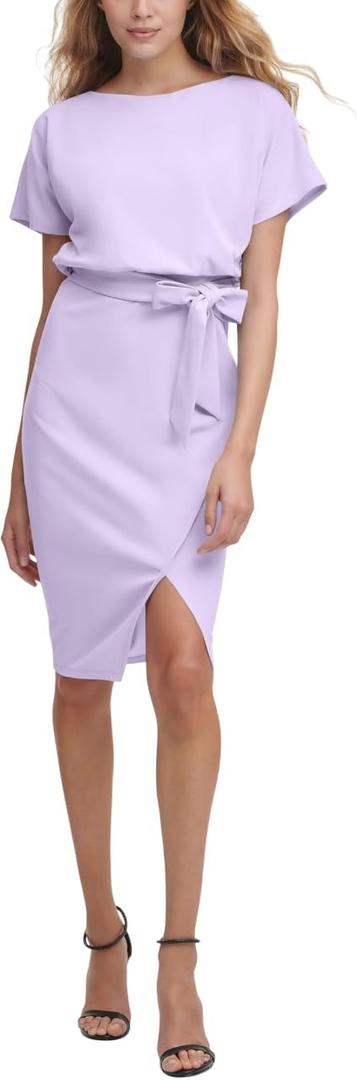 Kensie Women's Short Sleeve Tie Waist Midi Dress (14, Ultra Violet)