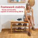 latifolia Shoe Rack Bench, 3-Tier Bamboo Shoe Bench with Breathable Rattan Seat Cushion, Shoe Storage Rack for Entryway(Nautre,39.70''L), 39.37''L