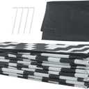 findmall 9x18FT Outdoor Carpet, Plastic Straw Camping Rug, Large Floor Mat and Rug for Outdoors, Modern Area Rug, for Backyard Deck Bench Picnic Campe, Black White