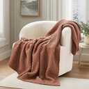 EVERGRACEHOME Chunky Chenille Knit Throw Blanket for Couch, Soft Luxurious Moss Stitch Blankets for Bed, Cozy Decorative Farmhouse Knitted Throws for Sofa, Terracotta Clay, 50" x 60"