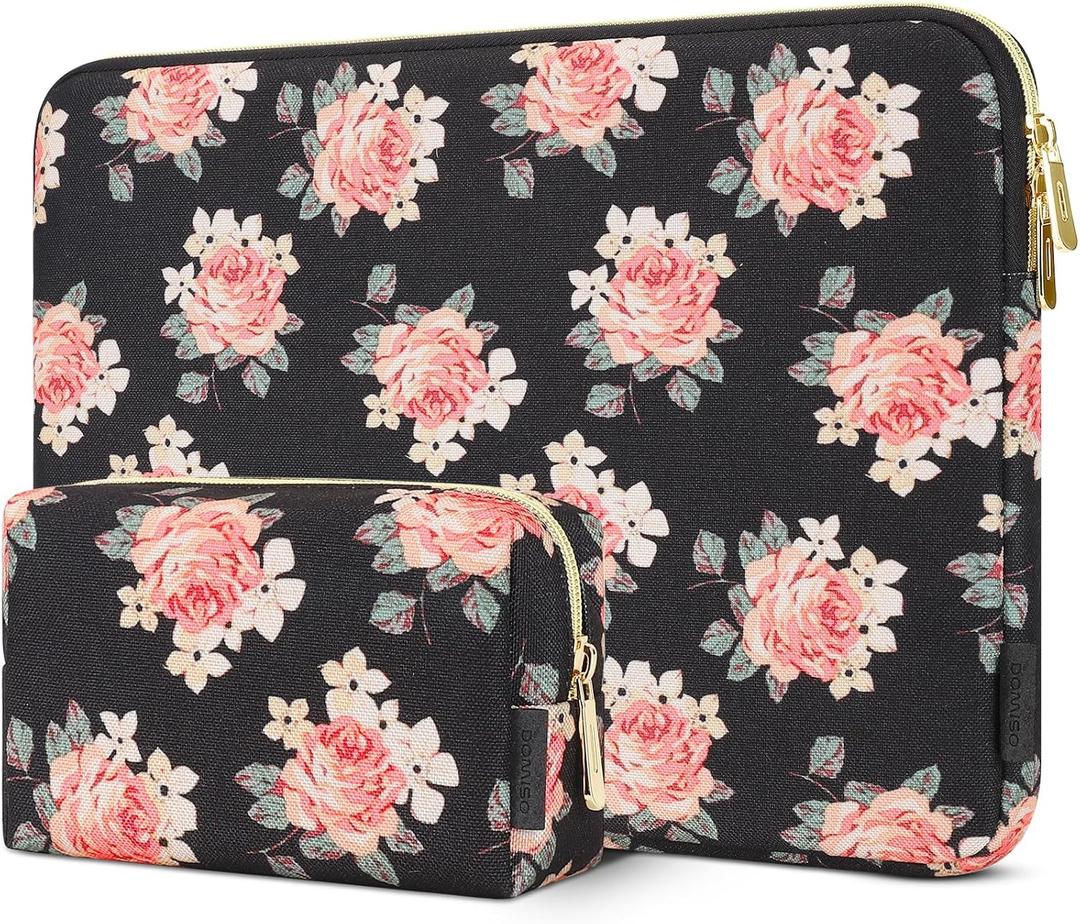 DOMISO 17 inch Laptop Sleeve Protective Case Cover Compatible with 17-17.3 inch HP Dell ASUS Lenovo Chromebook,Waterproof Computer Cases Bag with Accessory Pouch,Black