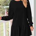 PRETTYGARDEN Womens Patchwork Sweatshirt Dress 2025 Fall Casual Long Sleeve Crewneck Pullover Cute Babydoll Mini Dresses (Black,Medium) (Black)