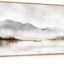Neutral Abstract Mountain Framed Canvas Print Wall Art Set,Watercolor Beige and Gray Landscape Wall Decor,Modern Minimalist Nature Artwork for Living Room,Bedroom-20 x40