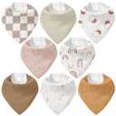 Muslin Baby Bibs 8 Pack, Baby Bandana Drool Bib for Drooling and Teething, Cotton Soft Absorbent for Girls Boys Good Night, 0-36M