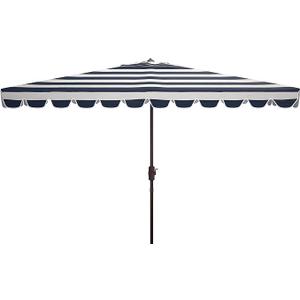 Outdoor Vienna Navy and White 6'6" x 10' Rectangle Crank UV Protected Umbrella
