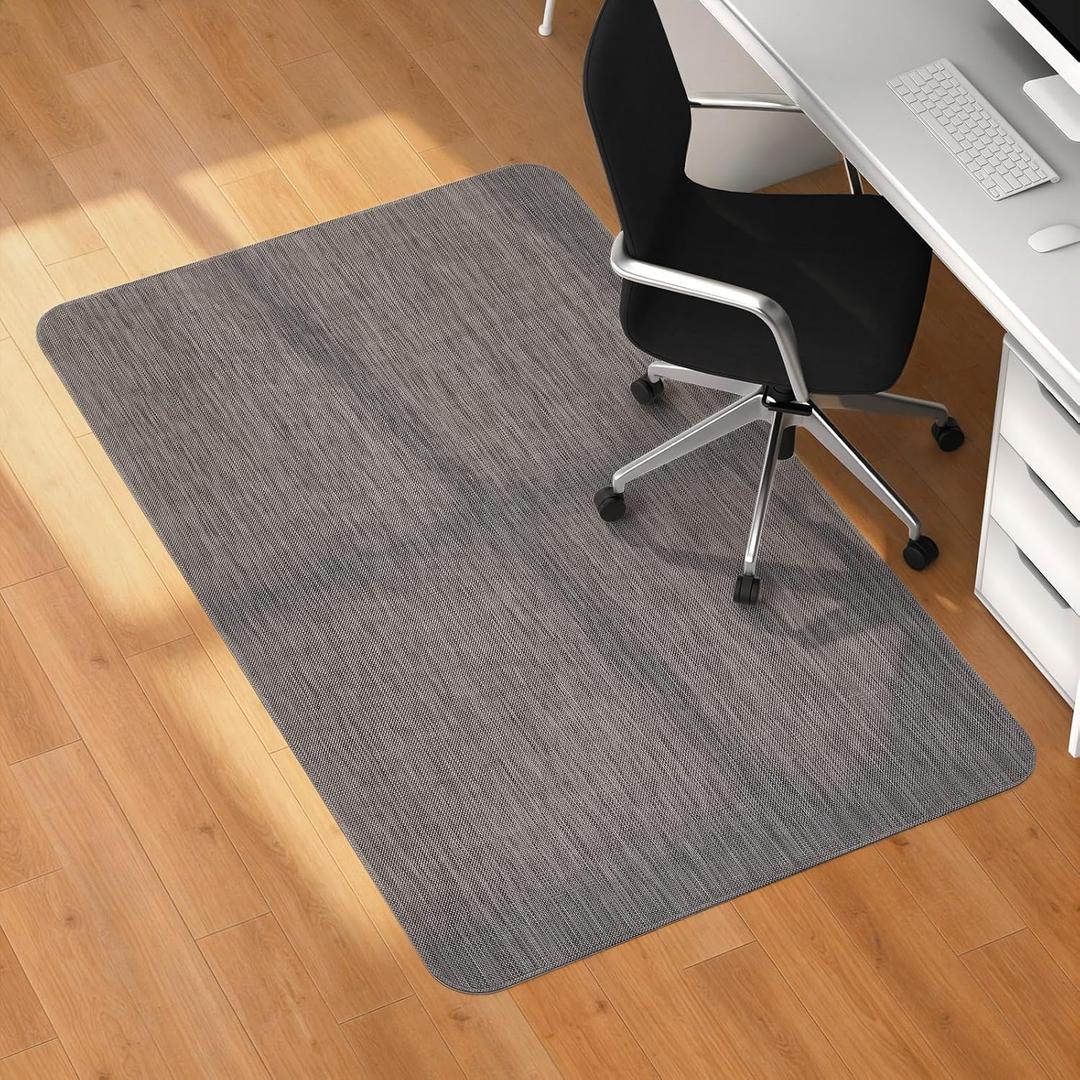 Blvornl Office Chair Mat for Hardwood Floor, 35.4"x 55" Desk Chair Mat for Hard Wood and Tile Floor, Large Anti-Slip Hard Floor Protector Rolling Chair Pad, PVC Desk Rug, Dark Grey