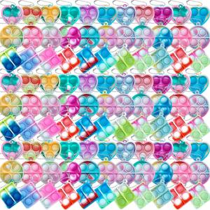 ONKULL Pop Fidget Keychain 90 Pack ,Mini Fidget Toys Bulk ,Sensory Toys for Kids ,Party Favors for Kids 4-8,8-12 Year ,Back to School Gifts for Classroom ,Back to School for Students Goodie Bags