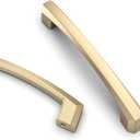 Asidrama 10 Pack 4 Inch(102mm) Brushed Brass Kitchen Cabinet Handles, Cabinet Pulls Kitchen Gold Cabinet Hardware for Cupboard Drawer Pulls