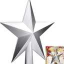 Aneco 4 Inch Silver Traditional Glossy Christmas Tree Toppers Decoration Star Treetop Ornaments Holiday Decoration for Home Decor