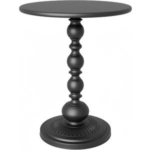 Metal Small End Table,Vintage Matte Black Round Side Table Nightstand for Bedside or Sofa,Small Accent Pedestal Table for Living Room Corners Bedroom Patio and bar (Matte Black)