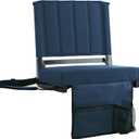 SPORT BEATS Stadium Seats with Back Support Bleacher Chairs with Back and Cushion Thick Padded Bleacher Seats Includes Shoulder Strap (Navy Blue)