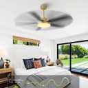 52 Inch Gold Ceiling Fans with Lights and Remote/APP, Modern Sleek Black and Gold Ceiling Fan, ETL Listed, Indoor Outdoor Smart Black Ceiling Fan for Bedroom Living Room Patio, 3CCT, 6 Speeds