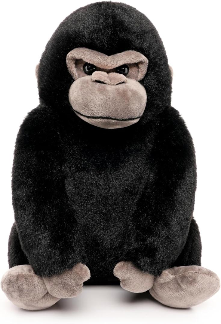 WEIGEDU Black Gorilla Stuffed Animals, Gorilla Apes Plush Toys for Boy Girl Kids Birthday, 12 inches