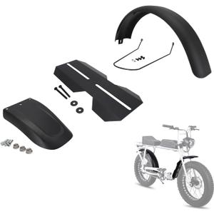 Fender Kits for Super 73, Front+Middle+Rear Fenders, Black PP & Steel, Motorcycle Bike Super73 S1/S2/RX