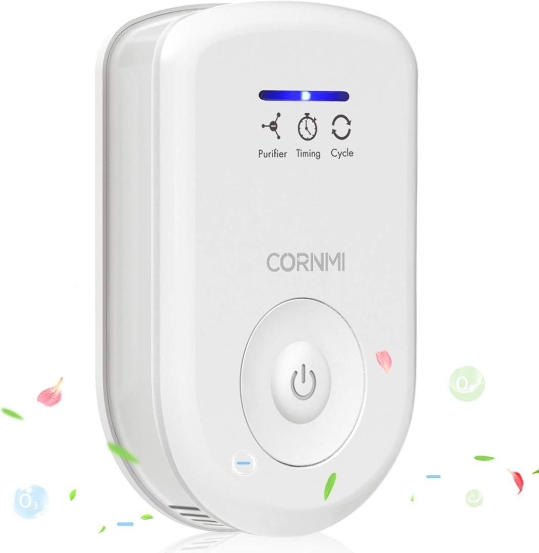 Air Purifiers Plug in Wall for Home, Small Odor EliminatorOzone Negative Ion Dual FunctionIonizer to Remove Smoke Pet Smell Portable Deodorizer Freshener Cleaner for Bedroom Bathroom Kitchen (White)