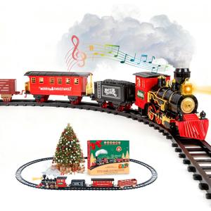 Christmas Train Sets for Around The Tree,Kids Train Set Steam Trains for Boys Girls,Sounds & Lights, for Kids 4 5 6 7 8 + Years Party Favors Party Decorations