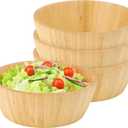 Elama 4 Piece Bamboo Wood 8 Inch Serving Bowl Set, Natural Wood, DInnerware, DIning Bowls, Salad Bowls, Bowl Sets (8 Inch) (Light Brown)