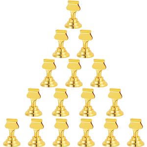 Urban Deco 16 Pieces Table Card Holder Place Card Holders 1.7 inches Gold Steel Card Holders for Photos, Food Signs, Memo Notes, Weddings, Restaurants, Birthdays. (Gold)