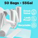 ToughBag 55-60 Gallon Clear Trash Bags, 50 Count, 2.5 Mil