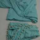IHOUSTRIY Super Soft Duvet Cover and Pillow Shams Set, Microfiber, Pom Pom Fringe, Comforter Cover with Zipper and Ties, Easy Care, Simple Style Bedding Set, 3 Piece - Queen, Aqua (Turquoise Blue)