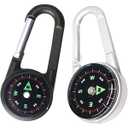TOODOO 32 Pcs Compass Keychain for Kids Adventure Camping Small Keychain Belt Clips With Holes Compass Metal Buckle Keychain Outdoor Camping Party Favors (Black, White)